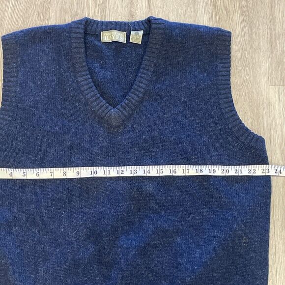 Mens Sweater Vest Large Y2K Preppy Grandpa Party 100% Wool Core Classic - Picture 3 of 5